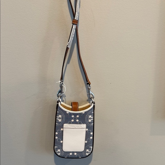 Tory Burch T Monogram Denim Phone Crossbody Bag in Pearl Blue - Picture 4 of 4